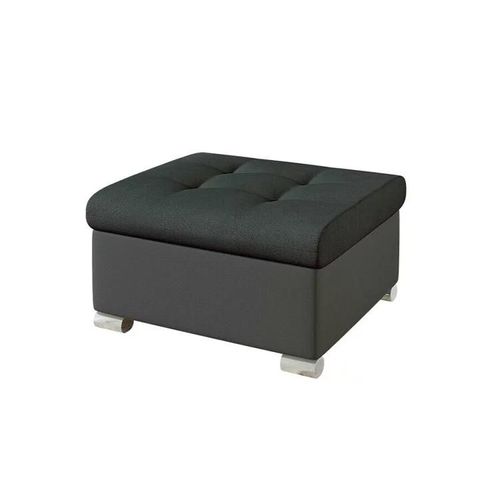 Pouf Comfivo 115, Gris, Faux Cuir + Tapisserie, 41x68x70cm