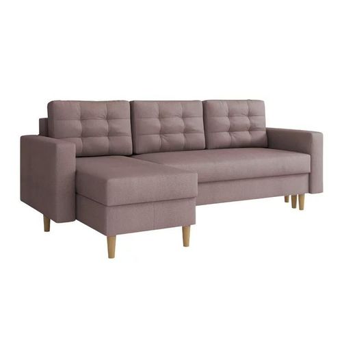 Canapé D'angle Columbus 108, Rose, Fonction De Couchage, 220x135x88cm