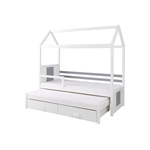 Lit Henderson 131, Simple Avec Un Lit Gigogne Supplémentaire, Blanc