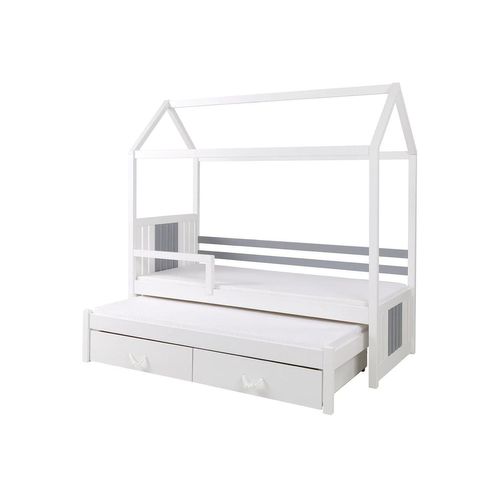 Lit Henderson 131, Simple Avec Un Lit Gigogne Supplémentaire, Blanc