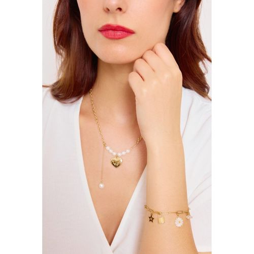 Bracelet Breloques Fleur Et Cadenas