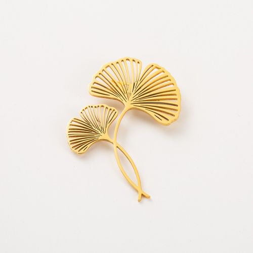 Broche Double Feuille De Ginko