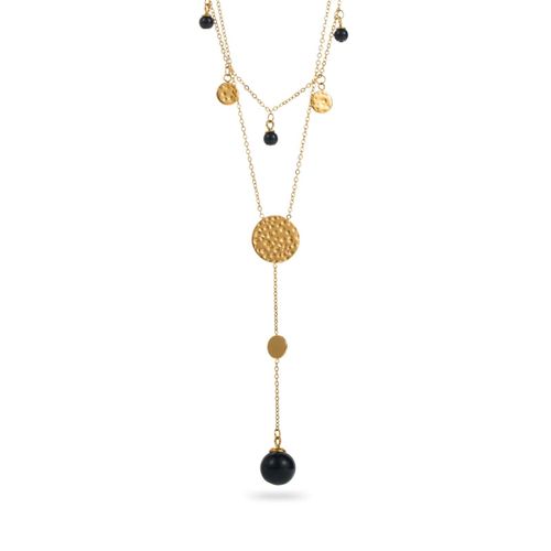 Collier Double Rang En Y Avec Breloques