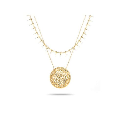 Collier Double Rang Médaillon Rosace