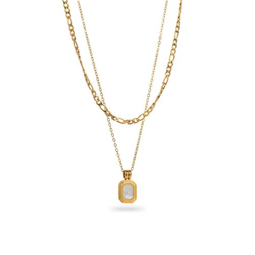 Collier Double Rang Pendentif Médaillon Nacré
