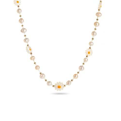 Collier Perles Nacrées Et Marguerites