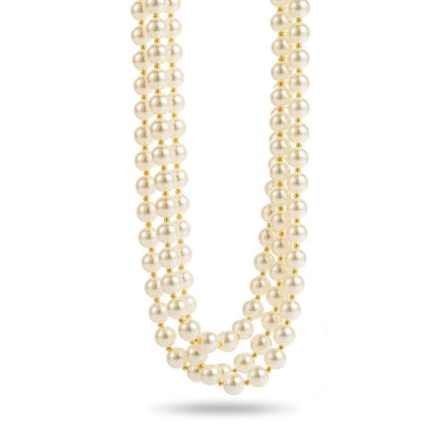 Collier Long Perles Blanches