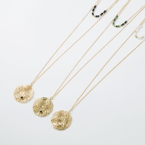Collier Double Rang Pendentif Rond