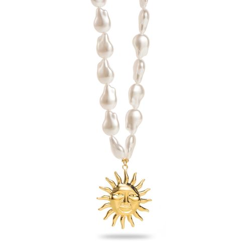 Collier Soleil Et Perles Blanches