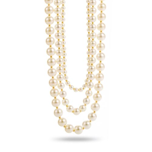 Collier Perles Blanches Triple-Rang