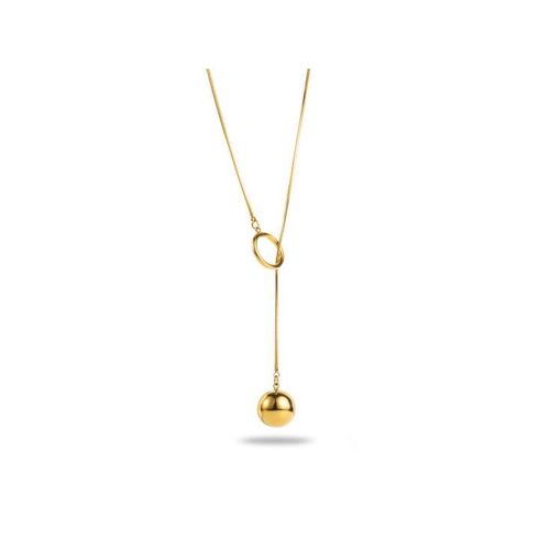 Collier Maille Oméga Pendentif Perle D'acier
