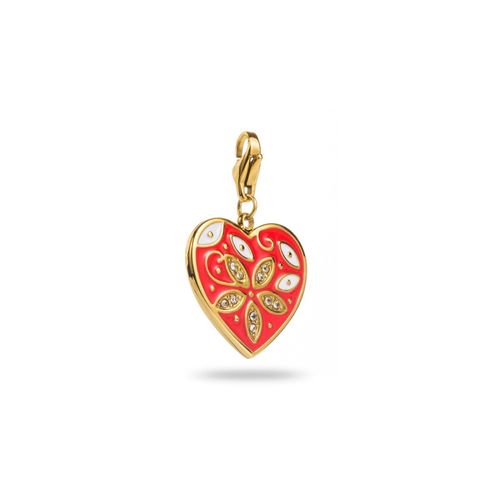 Charm C?ur Rouge Et Fleur En Strass