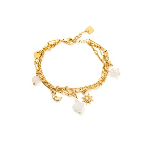 Bracelet Triple Chaîne Et Breloques