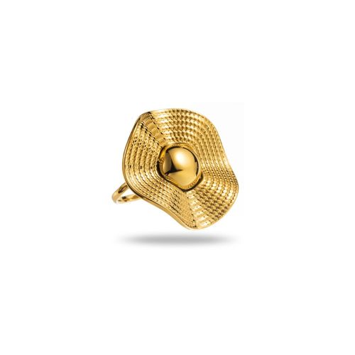 Bague Perle Et Disque Asymétrique