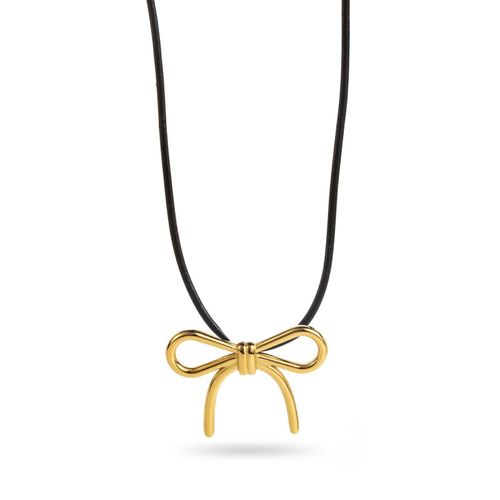 Collier Cordon Pendentif Noeud Fin Finition Miroir