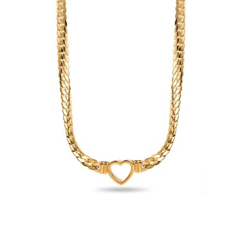 Collier Maille Anglaise Et Pendentif Coeur