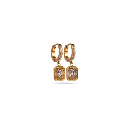 Boucles D'oreilles Mini Créoles Strass Rectangle