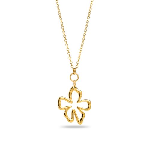 Collier Sautoir Fleur Creuse Martelée