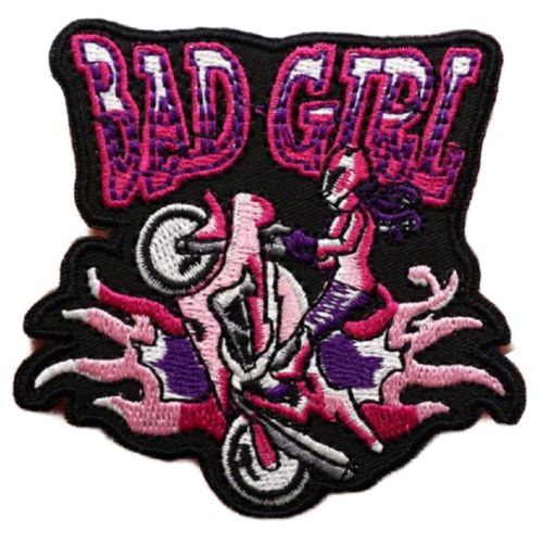 Patch Bad Girl Rose Violet Moto De Fille 9.8x9.5cm Ecusson Thermocollant