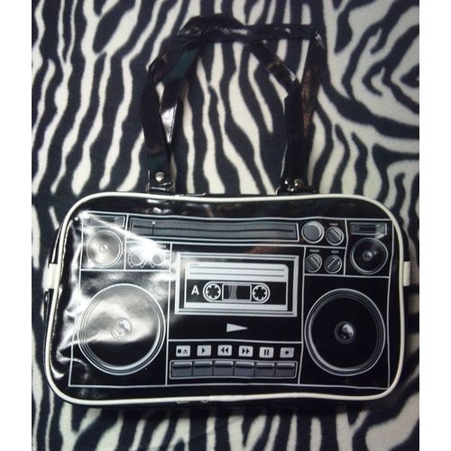 Sac A Main Rockabilly Radio Cassette Noir Retro Pinup Femme