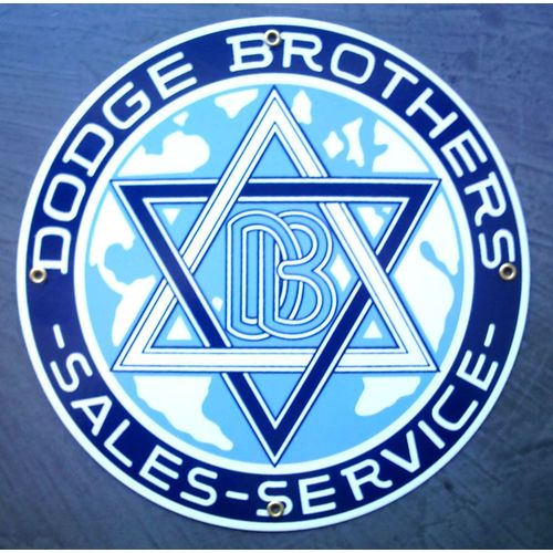 Plaque Emaillée Dodge Brothers Sales Service Ronde 29cm Tole Email Pub Usa