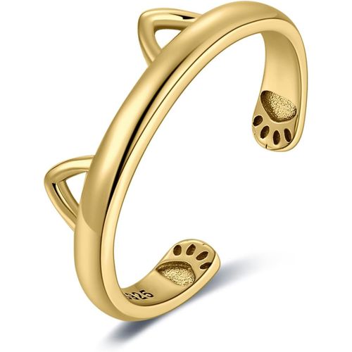 Bague Chat Griffes Mignon Argent Sterling 925, Anneau Femme Bague Reglable Plaqué Or Jaune Plaqué Or Rose, Bague Ouverture Filles Anneau Argent Bijoux Femme[X106]