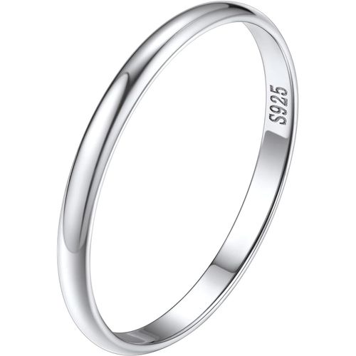 Bague Femme Argent 925 2/3/5mm Bagues Homme Fine Anneau Fiançailles Alliance Couples Graver[47/49/52/54/57/59/62/64/67] Petit Annulaire Petit Doig Index Cadeau Mariage Noël Fête Mères Pères[X114]