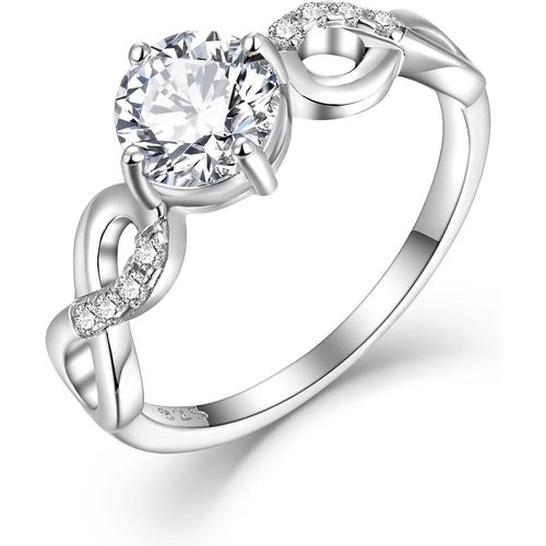 Anneaux Infini Bague De Fiançailles En Argent 925 Avec Zircone Cubique Anneaux De Pierre De Naissance Pour Femme[X524]