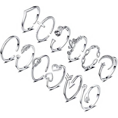 7 Pièces Bague Femme Bague Phalange 14k Argent/Or Rose/Or Empilables Bague Réglable Ouvert Bijoux Femme Anneaux Bijoux[X120]