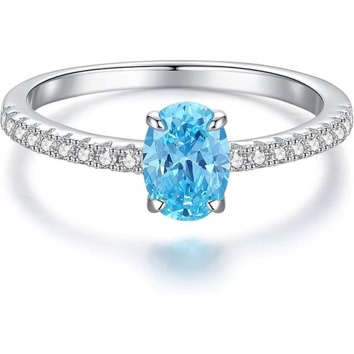 Bague Femme En Argent Sterling 925/1000 Avec Tourmaline Paraiba, Bague Anneau À La Mode Avec Pierres Précieuses Pour Femme, Bijoux Cadeaux Pour Fête Des Mères,La Saint-Valentin[X793]