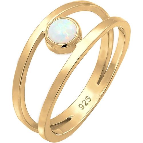 Bague Femmes Opale Synthétique À Double Sein En Argent Sterling 925[X1367]