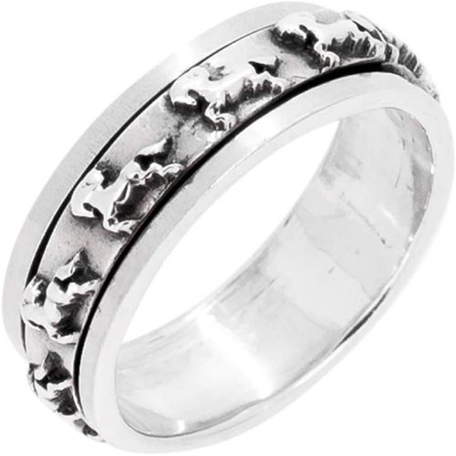 Bague Pour Homme Et Femme En Argent Sterling 925 Avec Tête De Mort, N?Ud C Ique, Chevaux, Anneau Rotatif Pour Soulager Le Stress Taille L M N P R T W Y, Argent Sterling[X926]