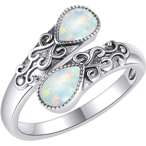 Bague En Pierre De Lune Pour Femme - En Argent Sterling - Arc-En-Ciel - Réglable - Cadeau Pour Fille[X978]