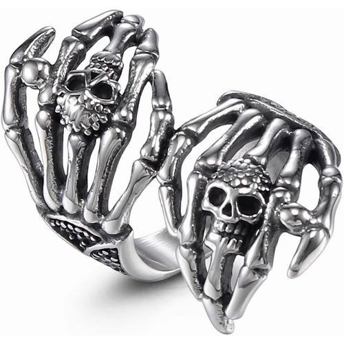 Bague Tête De Mort Squelette Main Osseuse Bague Jointure Fantôme Punk Bijoux Pour Femmes Hommes Filles Halloween Party[X1739]