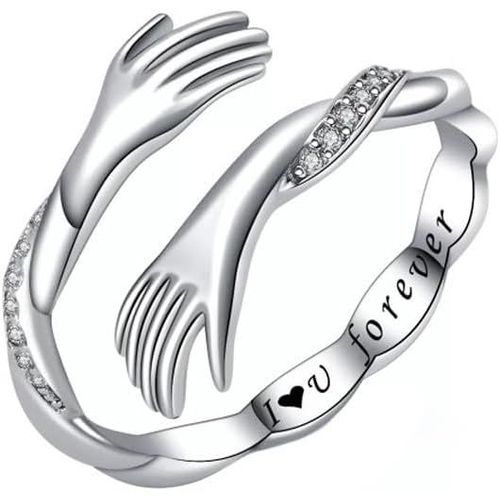 Bagues Femme Ajustable Bagues En Argent Sterling 925 Bague De Câlin Ajustable Ouverte Bague De Câlin Damour Romantique Bague Ouverte Femme Fille Mariage Cadeau Anniversaire[X1193]