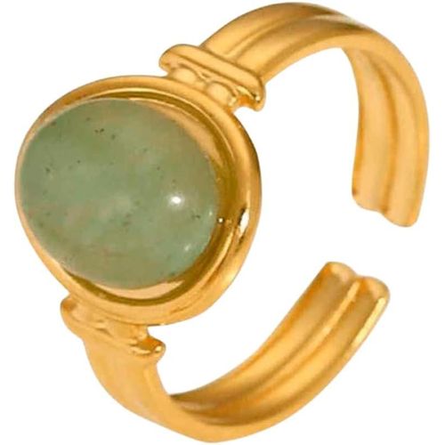 Bague Joyful, Bague Pierre Améthyste, Bague Réglable, Bague Réglable, Bague En Acier Doré Avec Pierre Colorée, Acier Inoxydable, Plaqué Or 14 Carats[X1208]