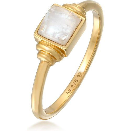 Bague Premium Bague Femmes Carré Vintage Avec Pierre De Lune En Argent Sterling 925 Plaqué Or[X1206]