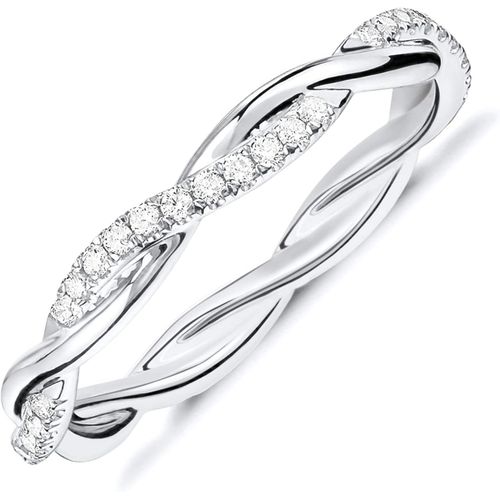 Bague Éternité Torsadée En Argent Sterling Plaqué Or 14 Carats Avec Oxyde De Zirconium Pour Femme[X3065]