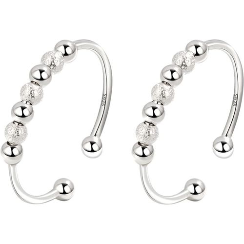 Bague Spinner Argent 925 Sterling Silver Bague Pour Femme Spinner Anxiety Bague Avec Perles Bande Bague Spinner Reglable Bagues Anti Stress Bague Empilables[X1038]