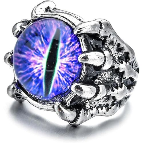 Neutre Bague Réglable En Argent Sterling 925 ?il De Chat Avec Ouverture En Forme De Griffe De Loup Bague De Style Gothique Halloween Personnalité Avec Bijoux Cadeaux Haut De Gamme[X1269]