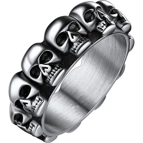 Bague Tête De Mort Homme,Chevalière Crâne Acier Inoxydable Taille 54-71.5,Bijoux Anneau Gothique Biker Vintage Punk,Bijoux Halloween Pour Fan De Rock,Hommes Garçons Ados[X686]