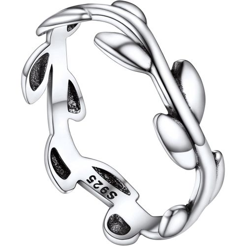 Bague Femme Feuille D'olive En Argent 925 Anneau 6mm Taille 47/49/52/54/57/59/62/64/67[X484]
