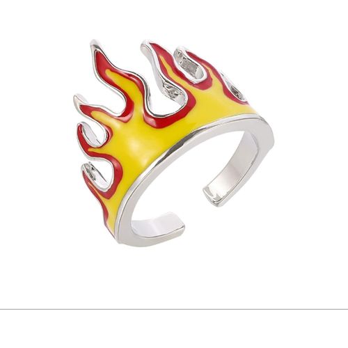 Feu Flamme Anneau Punk Knuckle Anneau Creative Hip Hop Joint Bague Réglable Bijoux Pour Femmes Hommes Filles Garçons (Jaune)[X487]