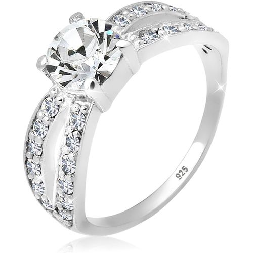 Bague Femme Solitaire Glamour Avec Cristaux En Argent Sterling 925[X690]