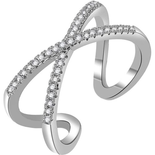 Bague Croisé Croix Pour Femme, Plaqué Or 14k X Anneau Diamant Simulé Zircone Bague Ouverte Crossover Finger Band Dainty Empilable Bague De Mariage Fiançailles Mariage[X718]