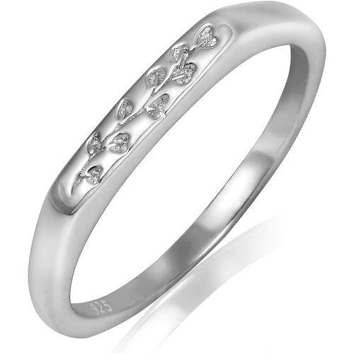 Bagues Argent Sterling 925 Femme, Bague Plaquée Or 18 Carats, Chevalière Eucalyptus Gravée, Bague Minimaliste[X2063]