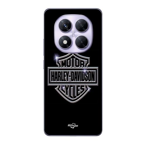 Coque Xiaomi Redmi Note 14 Pro 5g Harley Davidson Logo Motor Sycles Gris Front Noir