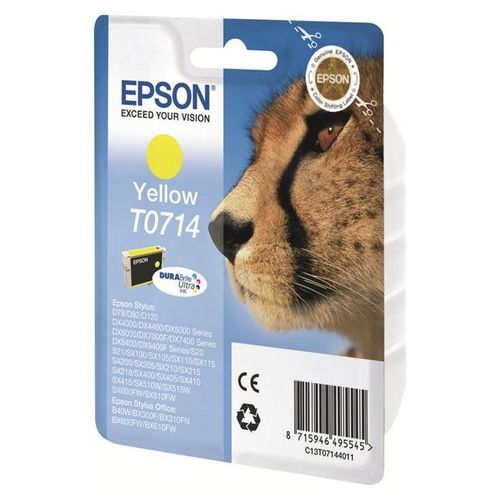 Epson T0714 - 5.5 ml - jaune - original - blister - cartouche d'encre - pour Stylus DX9400, SX115, SX210, SX215, SX218, SX415, SX515, SX610; Stylus Office BX310, BX610