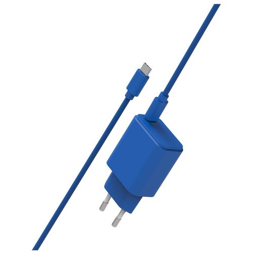 Jaym Pop - Adaptateur Secteur - Avec Câble Usb-C (1,5 M) - 20 Watt - 3 A - Pd (24 Pin Usb-C) - Bleu Cobalt