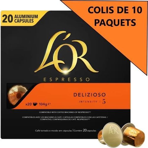 [Lot De 10] L'or Café Espresso Delizioso - Intensité 5 - Compatible Nespresso - 20 Capsules - 104 G